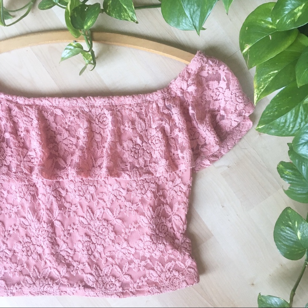 3/$25 FOREVER 21 Boho Ruffle Lace Off Shoulder M